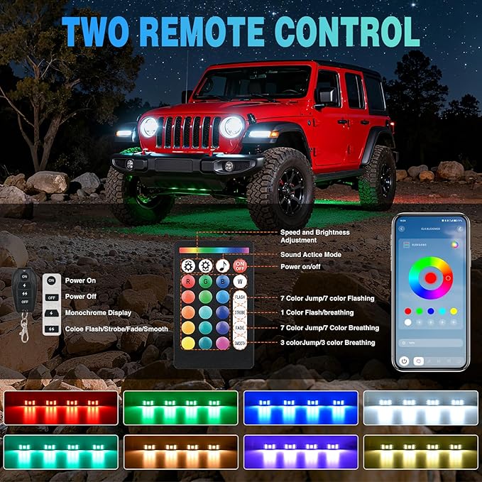 Nilight RGBW LED Rock Lights Kit, 10 Pods 22LED Wide Angle Remote & Bluetooth App Dual Control with Music Modes Multicolor Underglow Neon Wheel Well Light Fit for ATV UTV SUV Offroad Truck RZR Boat