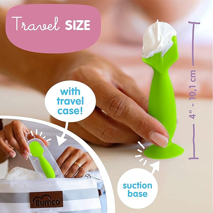 Bumco Mini Diaper Cream Spatula with Case - BPA-Free Butt Spatula Baby, Soft & Flexible Diaper Spatula, Diaper Cream Applicator, Mom-Invented Baby Must Haves, Diaper Bag Essentials, Butt Paste Spatula