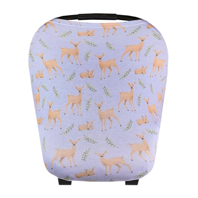 Baby Car Seat Cover Canopy and Nursing Cover Multi-Use Stretchy 5 in 1 Gift Doe by Copper Pearl