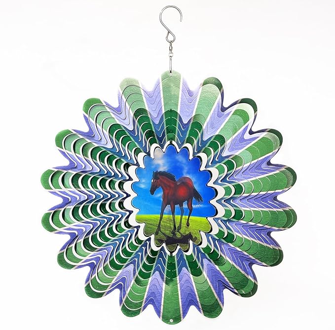 Animated Horse Wind Spinner | 3D Kinetic Hanging Wind Spinners & Sculptures, Garden Decoration Yard Ornament Outdoor Décor, Memorial Gift for Horse Lover, Men & Women