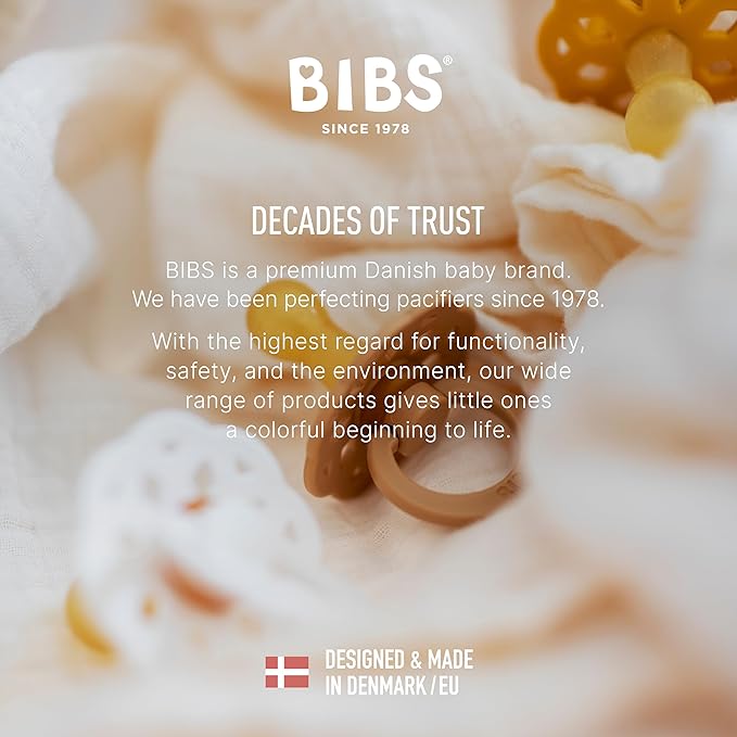 BIBS Pacifiers 0-6 Months | Boheme Collection 2-Pack | BPA-Free Round Nipple | Nautral Rubber Latex | Made in Denmark | Vanilla/Pine
