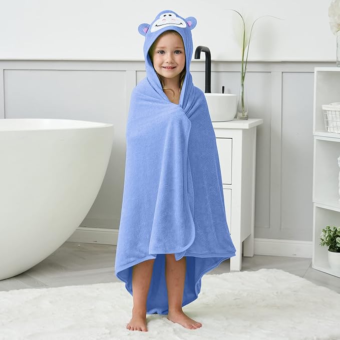 HIPHOP PANDA Hooded Towel - Rayon Made from Bamboo, Bath Towel with Bear Ears for Newborn, Babie, Toddler, Infant - Absorbent Large Baby Towel - Gorilla, 30 x 40 Inch