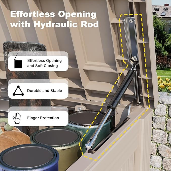 ROJIK Outdoor Storage Housing Deck Box - Waterproof Patio Furniture, Garden Tools, Cushions, Pool Accessories Storage Bench with Lockable Lid and Side Handles (Grey 158 Gal)