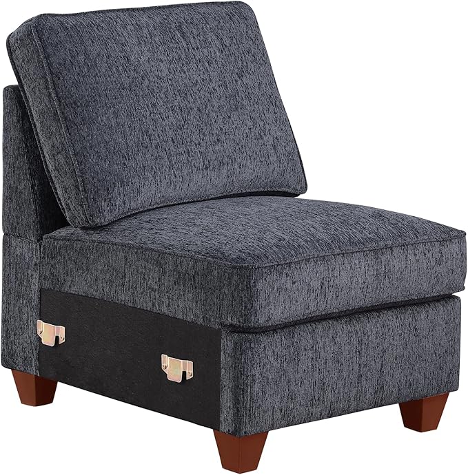 116" Convertible Sectional Couch with Movable Ottoman and 6 Throw Pillows,Chenille Upholstered Comfy Sofa 7 Seater,L-Shaped,Free Combination,Easy Assembly for Living Room,Apartment,Dark Gray