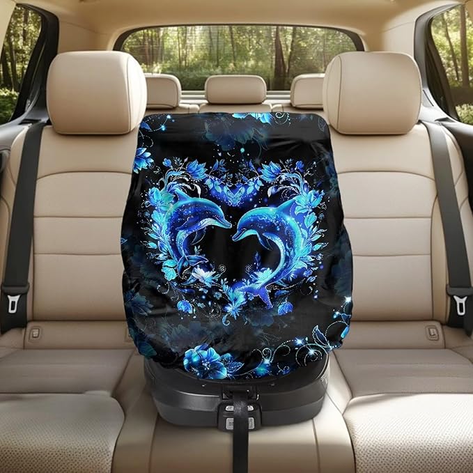XYZCANDO Dophin Car Seat Sun Cover for Baby Elegant Baby Car Seat Cover for Travel Washable Baby Car Seat Shade Cover for Travel Summer Carseat Cover Protect from Sun/Hot Days 2025
