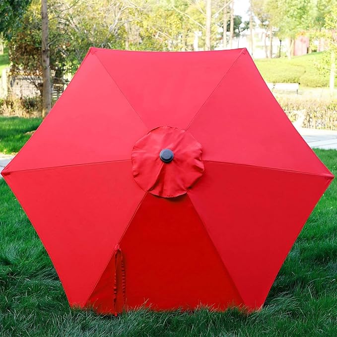 Blissun 7.5 ft Patio Umbrella, Yard Umbrella, Outdoor Market Umbrella with Push Button Tilt Crank (Red)