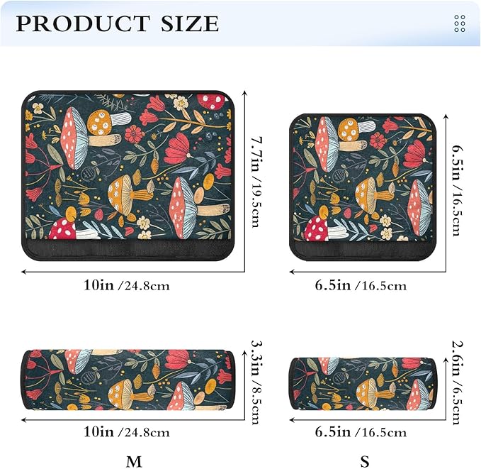 CHIFIGNO Cute Cartoon Mushrooms Car Seat Belt Covers Fashion Seat Belt Cushion Cover 2 Pack Shoulder Pads Car Accessories Protect Your Neck and Shoulder