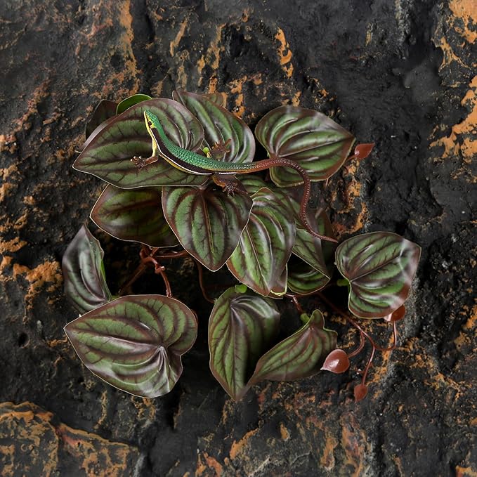 IBWell Fake Reptile Plants for Reptile Terrarium Plants, Reptile Plant Décor, Turtle Tank Plants with Suction Cup