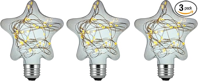 Sunlite 41056-SU LED Decorative String Light Bulb Star Shaped Lightbulb, 3 Pack, Warm White