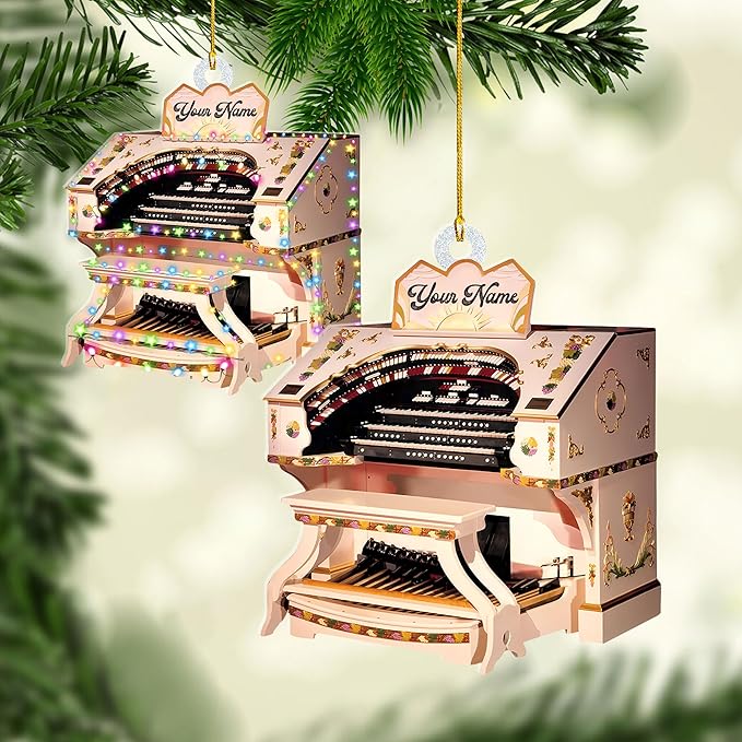 Mostefy Personalized Organ Christmas Ornament 2025, Custom Name Musical Instrument Holiday Decoration, Unique Pipe Organ Keepsake Gift for Musicians & Music Lovers (Organ3)