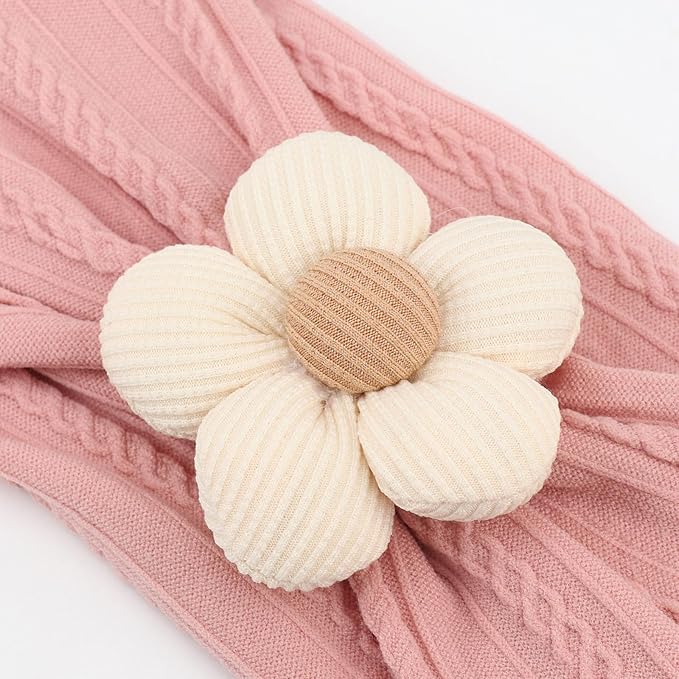 DRESHOW BQUBO Baby Flower Headbands Baby Girls Nylon Headbands Soft Stretchy Hairbands Handmade Hair Accessories for Newborn Infant Toddlers Kids Baby Essentials 3 Pcs
