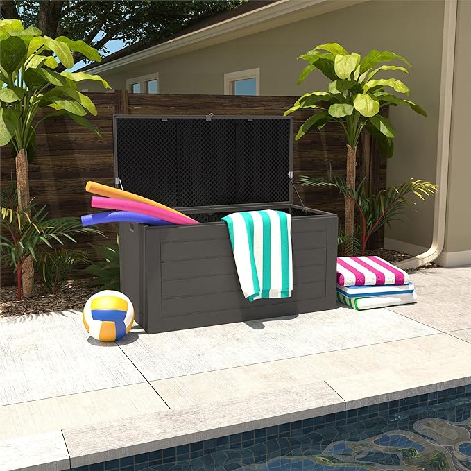 Cosco Outdoor Living 88180BGY1E Cosco Outdoor Patio Storage, Extra Large, 180 Gallons, Charcoal Deck Box, Black/Gray
