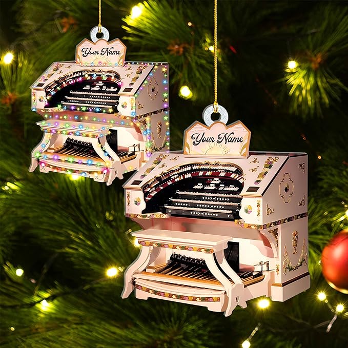 Mostefy Personalized Organ Christmas Ornament 2025, Custom Name Musical Instrument Holiday Decoration, Unique Pipe Organ Keepsake Gift for Musicians & Music Lovers (Organ3)