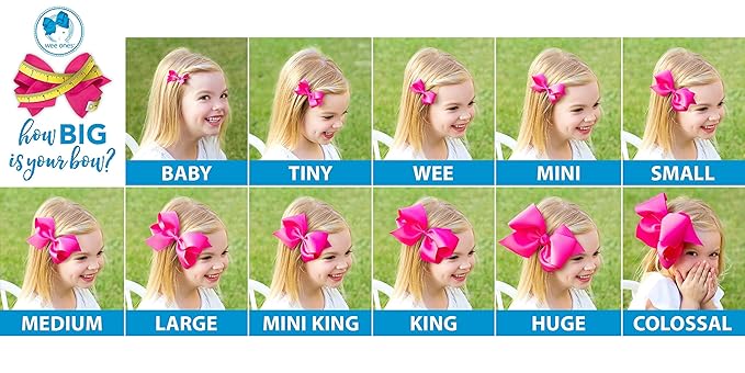 Wee Ones Girls' 3 pc Set Solid Grosgrain Variety Pack on a WeeStay No-Slip Hair Clip, Mini, Light Pink, Hot Pink, and Shocking Pink