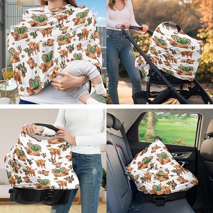 Cacti Cattle Basket Covers for Baby Fits Most Strollers & Baby Car Seats Baby Nursing Pillow Cover Babies Shower Gifts for Boys and Girls