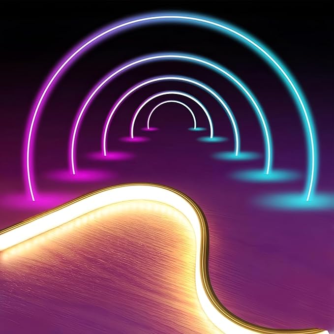 Silicone LED Channel System, 16.4Ft/5M Through Free White 12x10mm DIY LED Neon Rope Light IP67 Waterproof Tube for 8-10mm Strip Lights Installation for Indoor Outdoor Ambient Decor