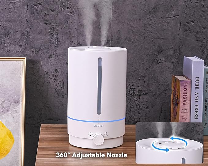 BlueHills Premium Set of Two Large 5000 ML XL and 3000 ML Essential Oil Diffusers Humidifier Combo for Large Room Home with Décor LED Lights Great Gift – Value Pack of White and Dark Wood Grain