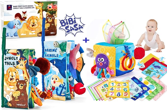 hahaland Baby Toys 0-12 Months - Soft, Crinkle, Squeaky, Sensory Toys for Babies