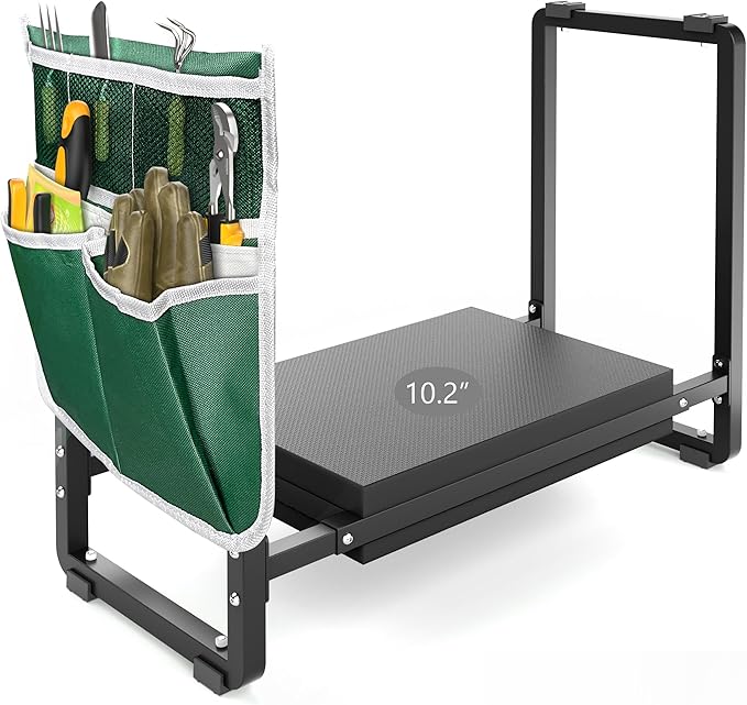 FLINTER Garden Kneeler and Seat, 10.2" Wider Heavy Duty Thick Gardening Bench for Kneeling and Seat - Multifunctional Kneeler Bench, Gardening Gifts for Women, Seniors Grandparents, Black