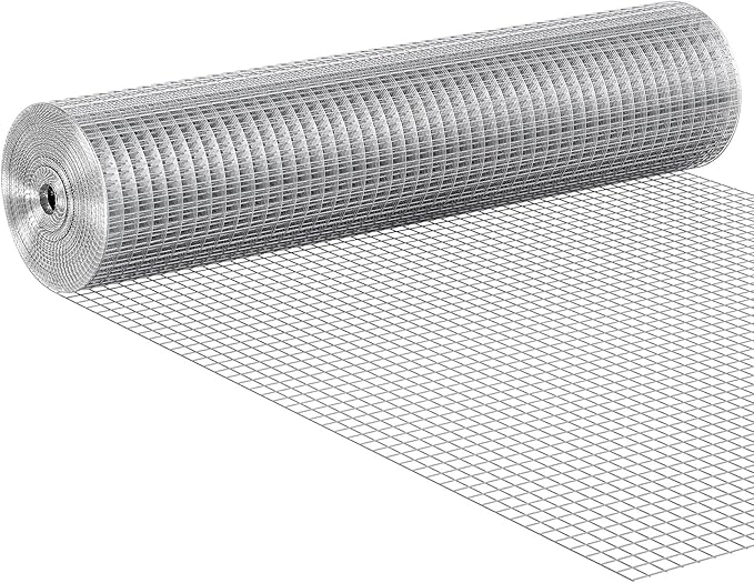 VEVOR Hardware Cloth, 1/2 inch 24in x 25 ft 19 Gauge, Hot Dipped Galvanized Wire Mesh Roll, Chicken Wire Fencing, Wire Mesh for Rabbit Cages, Garden, Small Rodents
