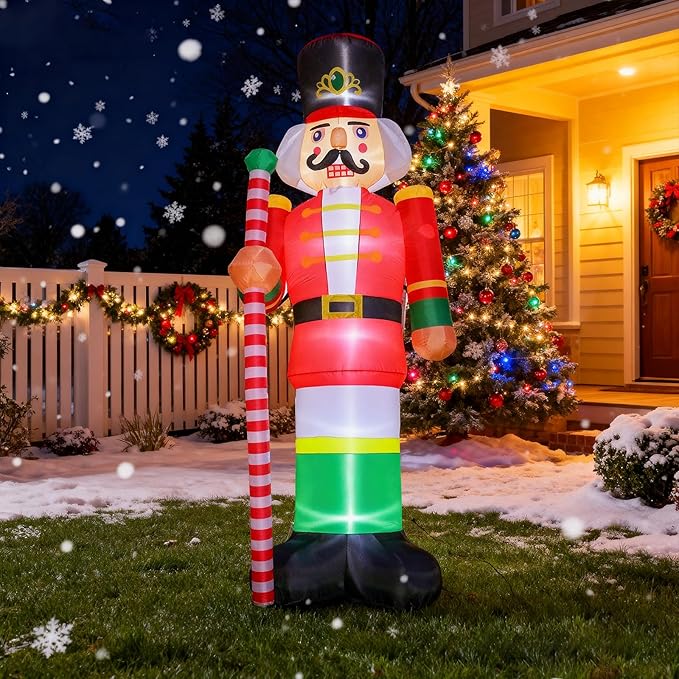 VCUTEKA Christmas Inflatables Outdoor Decorations, 11.8FT Nutcracker Soldier, Blow Up Christmas Decoration with Built-in LED Lights, Animated Inflatable Yard Decor for Holiday Lawn Garden Xmas