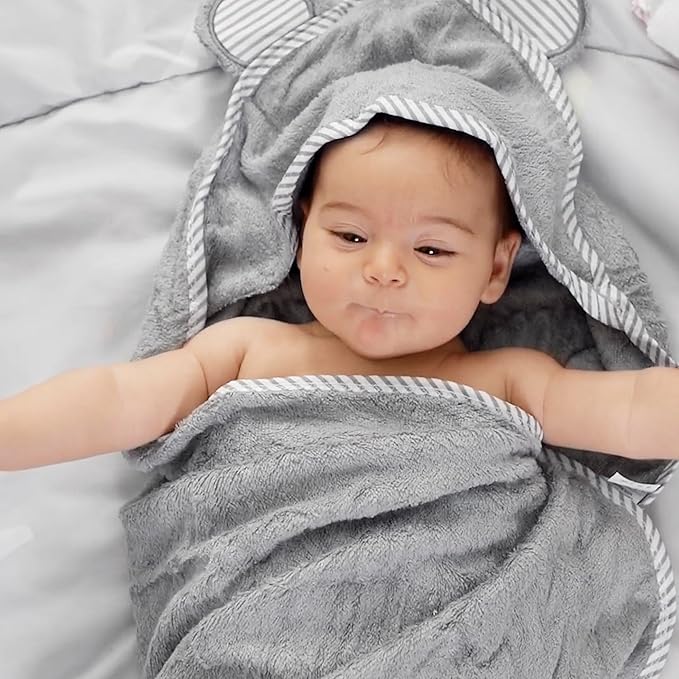 San Francisco Baby Towels for Newborn - Hooded Baby Bath Towels for Boys and Girls, Kids Bath Towels with Hood, Grey