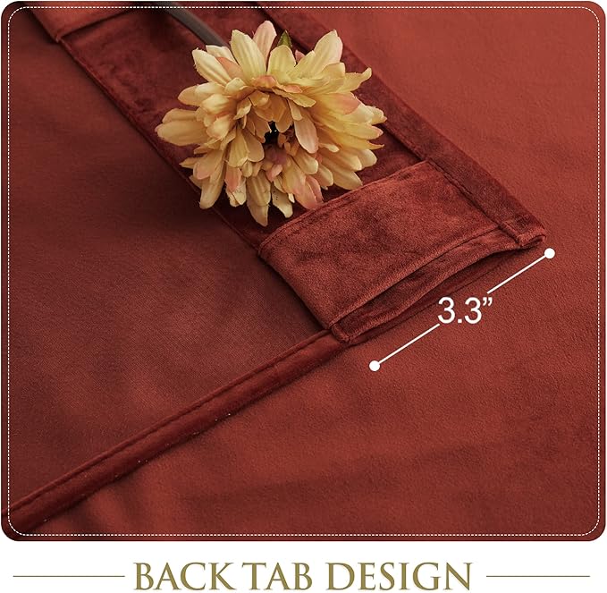 StangH Rust Red Curtains 90 inches for Bedroom, Back Tab Home Theater Drapes Christmas Holiday Decoration for Party Living Room Patio Porch, W52 x L90 inches, 1 Panel
