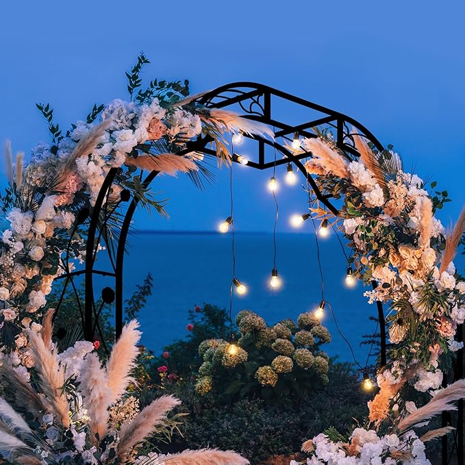 Metal Garden Arch 8.2 FT High x 6.2 FT Wide Garden Arbor Trellis for Outdoor Climbing Plants Support Rose Lawn Tall Large Wedding Archway (Black, XL)