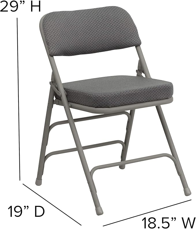 Flash Furniture Hercules Series Metal Folding Chairs with Cushioned Seat, Fabric Upholstered Event Chairs with 300-lb. Static Weight Capacity, Set of 4, Gray