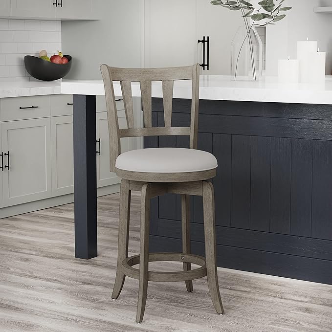 Hillsdale Presque Isle 26" Wood Swivel Counter Height Stool, Aged Gray