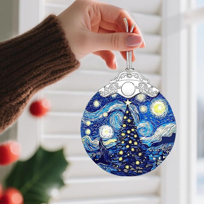 Starry Night Stained Glass Ornament - Christmas Decorations for Tree | Christmas Ornaments | Van Goghs Keepsake | Gifts for Family – Xmas Gifts | Gift Exchange | Gift Idea