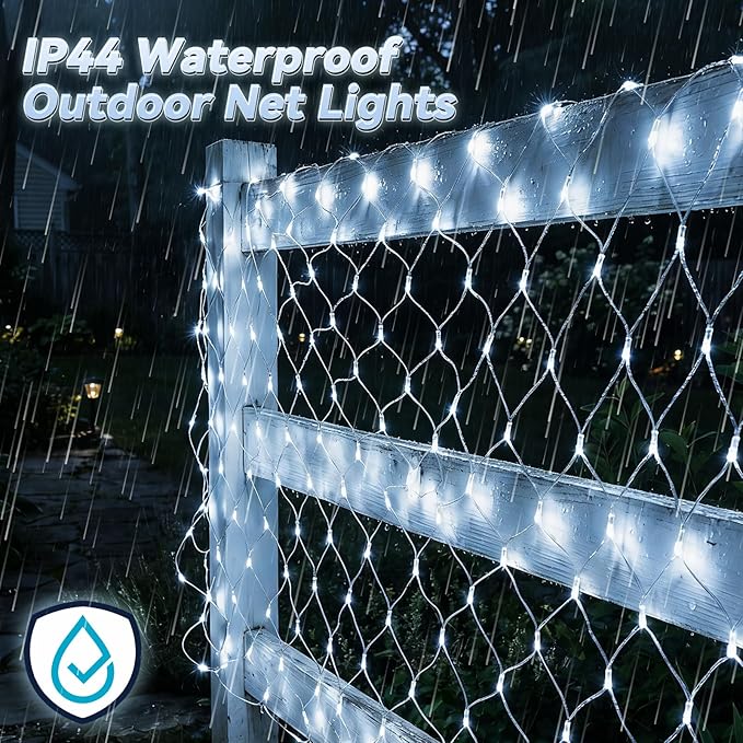 LitHome 10 x 10FT Gazebo Net Lights Outdoor, 280 LED Gazebo Lighting Waterproof, 8 Modes Connectable Net Lights with Timer, Cool White Christmas Mesh Light Plug in for Bushes, Pergolas, Garden Decor