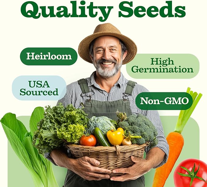 HOME GROWN 70 Variety Vegetable & Herb Seeds – 32,000+ USA Non-GMO Heirloom Survival Seeds –Garden Kit for Spring, Fall, Winter – Indoor & Outdoor Planting – Starter Set for Home Gardeners & Preppers