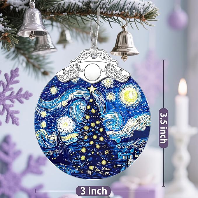 Starry Night Stained Glass Ornament - Christmas Decorations for Tree | Christmas Ornaments | Van Goghs Keepsake | Gifts for Family – Xmas Gifts | Gift Exchange | Gift Idea