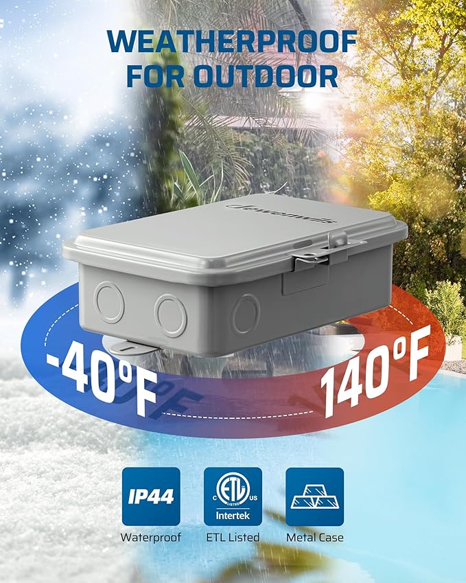 DEWENWILS Pool Pump Timer, Outdoor Smart WiFi Box, Heavy Duty 40A 240VAC 3HP Wireless Controller Timer for Pool, Water Heater, Compatible with Smart Phone, Alexa, Google Assistant, ETL Listed