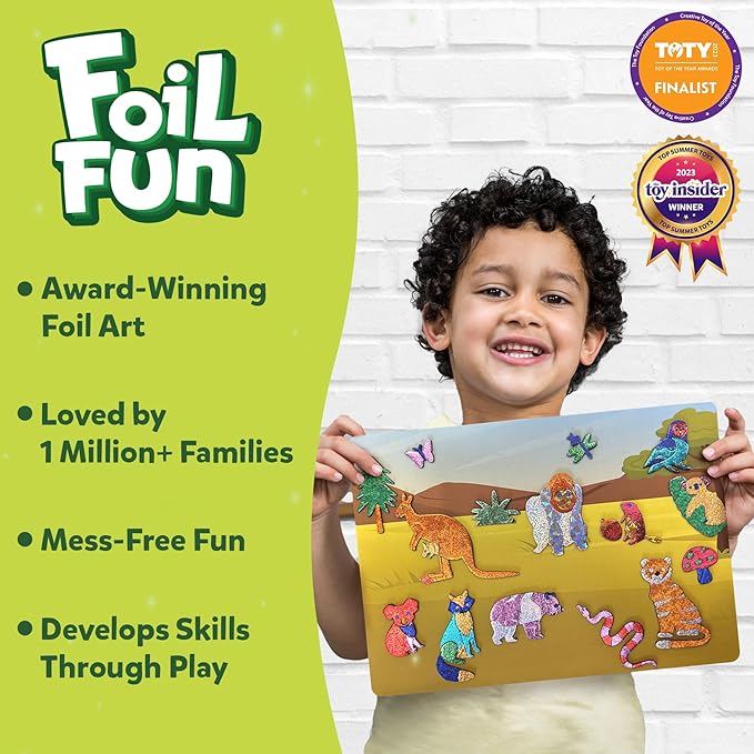 Skillmatics Foil Fun - Animals Mega Pack, No Mess Art for Kids, Craft Kits & Supplies, DIY Creative Activity, Travel Toys, Gifts for Boys & Girls Ages 4, 5, 6, 7, 8, 9, Travel Toys