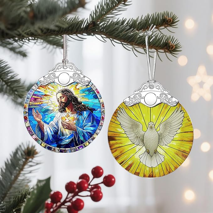 Stained Glass Dove Ornament: Christian Christmas Ornament, Christmas Tree Ornament, Religious Home Decor, Gifts for Christian, Religious Gifts, Gift Exchange, Gift Idea