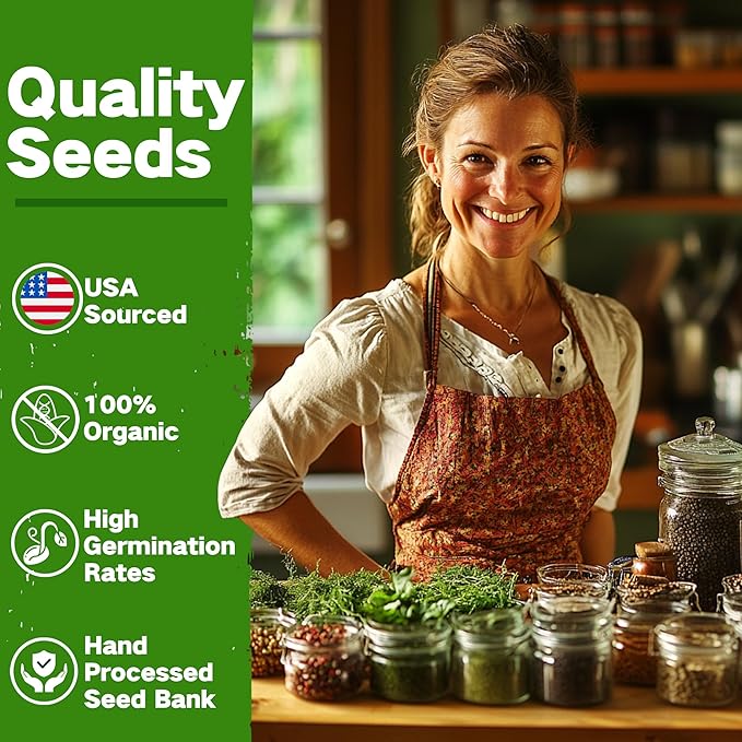 Lush&Dew Culinary Herbs Kitchen Garden Heirloom Seed Bank, Gardening Gifts, 16 Varieties Non-GMO Seeds for Planting Herb in Raised Garden Beds Windowsill, Survival Seed Kit, Cooking Spices Basil Dill