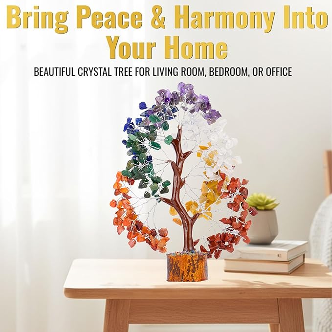 7 Chakra Healing Crystal Tree of Life Kit, Spiritual Decor for Home and Office, Feng Shui Money Bonsai Tree, Positive Energy for Women, Mom, Sister and House Warming Decoration