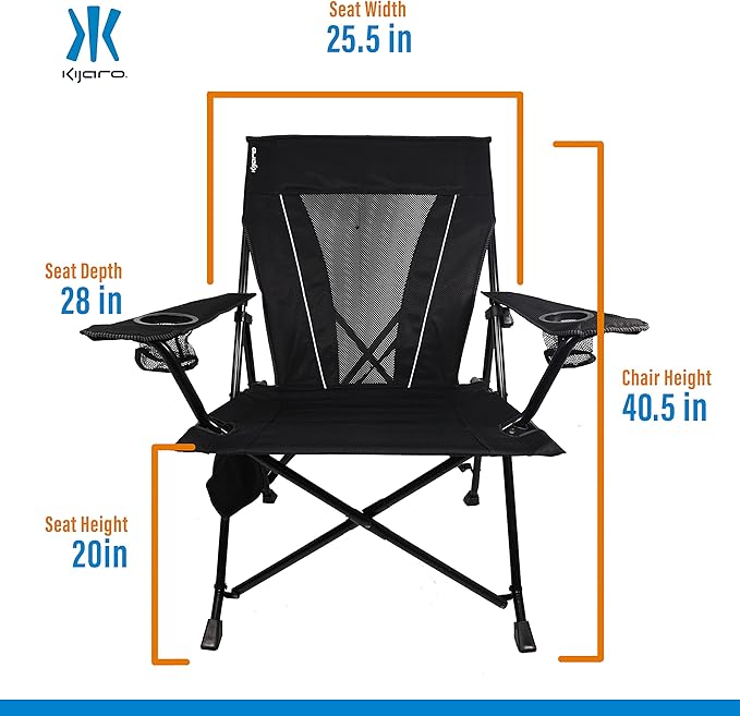 Kijaro XXL Dual Lock Portable Camping Chair - Supports Up to 400lbs - Enjoy The Outdoors in a Versatile Folding Sports & Outdoor Chair