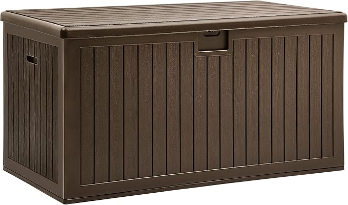 YITAHOME XXL 230 Gallon Large Deck Box,Outdoor Storage for Patio Furniture Cushions,Garden Tools with Flexible Divider,Waterproof,Lockable (Brown)