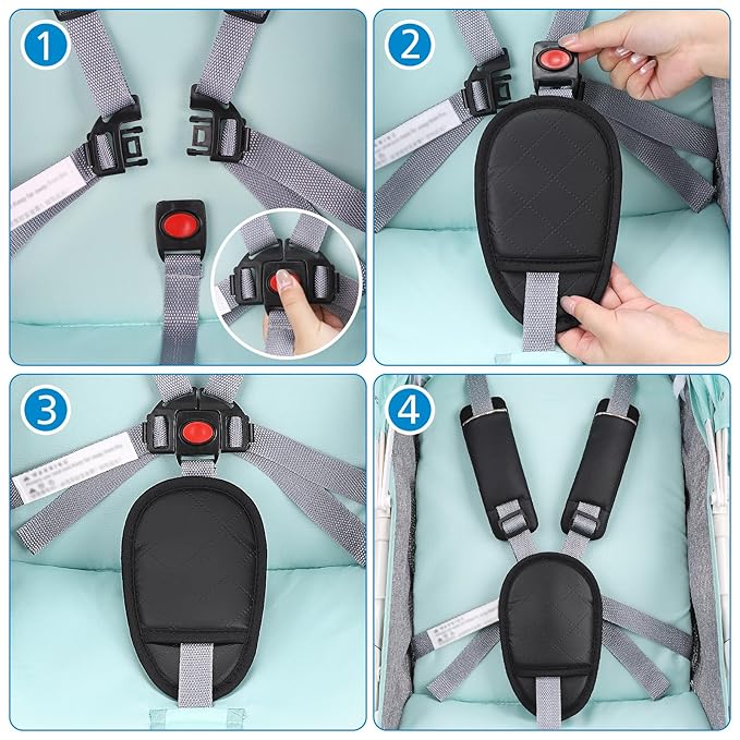 Accmor Car Seat Strap Pads Set for Baby Toddler Kids, Car Seat Strap Covers with Hip Support, Super Soft Seat Belt Covers Fits for All Car Seats, Pushchair, High Chair, Stroller