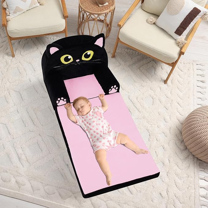 Kids Couch Comfy Foldable Kids Sofa to Lounger 2 in 1 Toddler Chair Plush Baby Sleeper Chair for Playing and Napping, Birthday Gifts for Boys and Girls