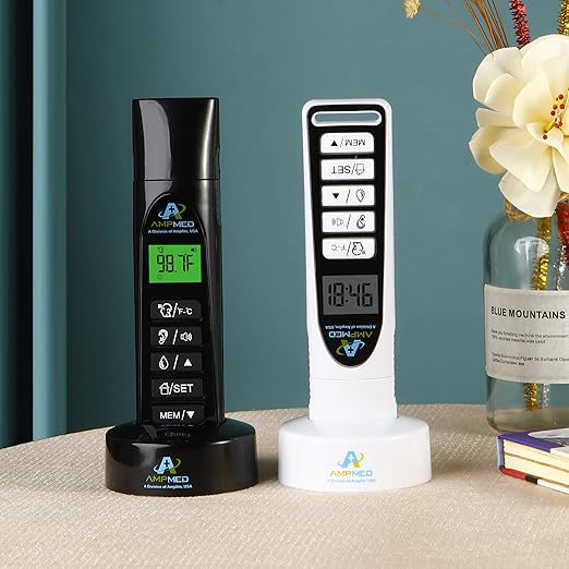 Amplim Color-Coded Display Premium Bundle Non-Contact Touchless Infrared Digital Forehead Thermometer