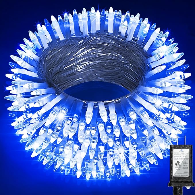 350LED Christmas Lights Indoor Outdoor, 90ft 12 Modes Blue and Cool White LED String Lights with Timer Dimmable, Waterproof Tree Lights for Xmas Patio Yard Fence Wedding Bedroom Garden Decor