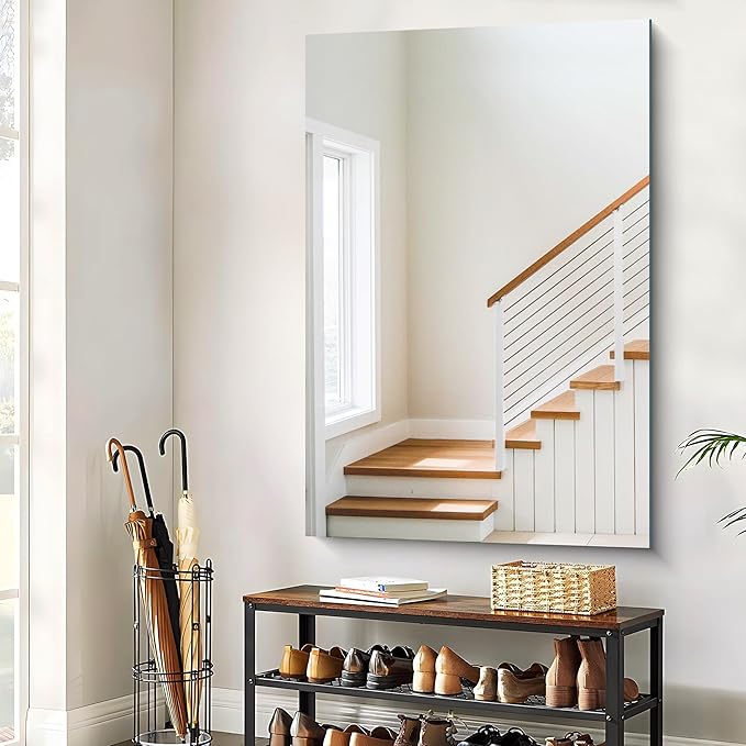 Large Frameless Mirror, 55x36 Frameless Bathroom Mirrors for Over Sink, Upgraded Shatterproof Rectangular Wall Mirror for Bathroom,Bedroom,Living Room and Entryway