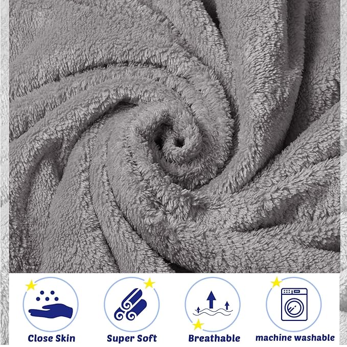 Reginary 4 Pack Baby Hooded Towels Coral Fleece Baby Bath Towels 30 x 30 Inch Soft Absorbent Hooded Bath Blanket for Newborn Toddler Infant Boy Girl Shower Gift Supplies (Gray, Blue)