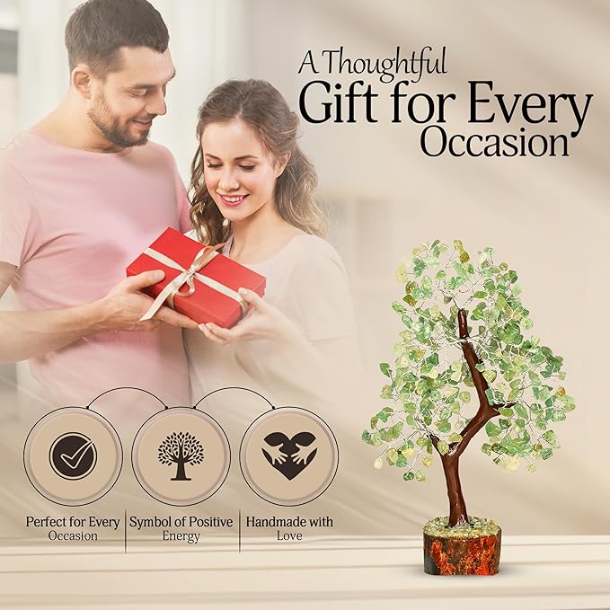 YATSKIA Green Jade Crystal Tree of Life - Crystals and Stones - Gemstone Tree - Crystals Decor - Feng Shui Decor - Crystal Gifts for Women