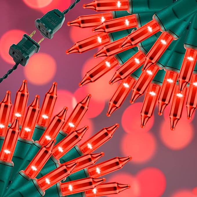 150LIGHTS RED Extra-Bright with End Connectors Christmas Decorative Lights 9.72m UL Certified Mini String Light Set Waterproof for Home Garden Holiday Christmas Tree Party Patio Decor Wedding