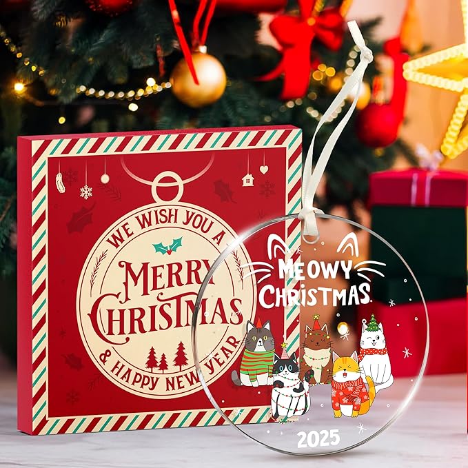 Cat Ornament - Christmas Tree Decorations for Cat Lovers, 2025 Kitty Christmas Ornaments, Unique cat Ornaments for a Festive Celebration, Ideal for Adding Feline Fun to Your Holiday Decor